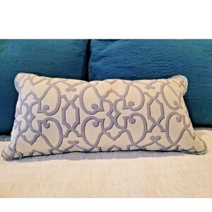 Rose Tree Green, Lavender& White Tasseled 11 x 22 Reversible Throw Pillow